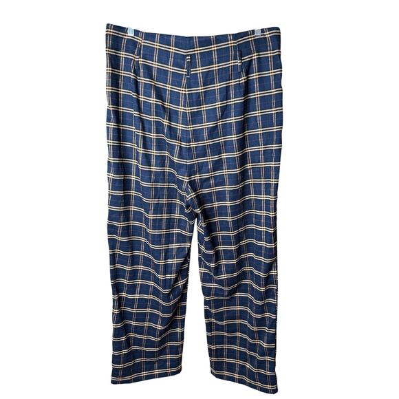 Timeless London Unique Vintage 1960’s Navy Plaid Wide Leg Trousers Pants 1X NWOT - Picture 3 of 8